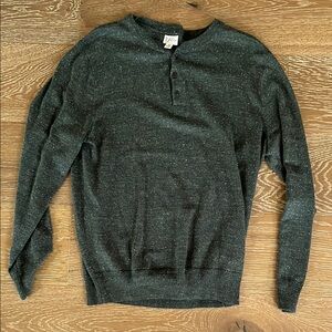 EUC J. Crew Men's Heathered Green Cotton-Silk Donegal Tweed Henley Sweater M